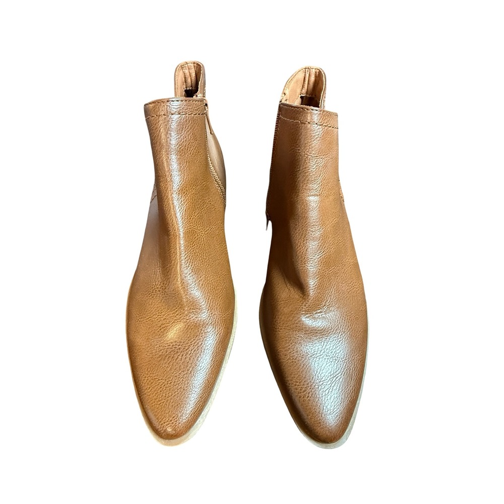 Frye‎ & Co Ilisha Tan Leather Ankle Boots Pointed Toe Side Zip Booties Women 10M - Picture 2 of 10